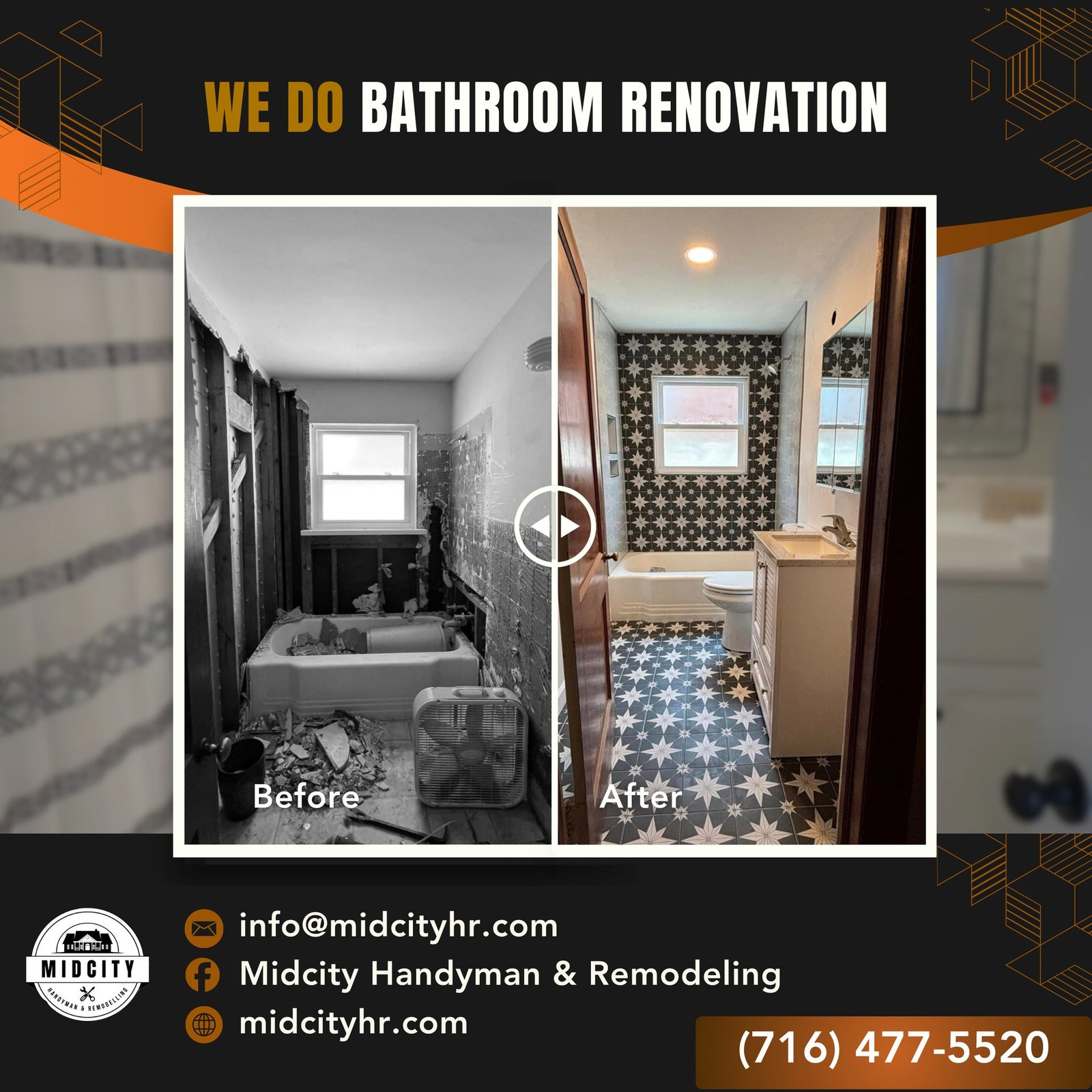Bathroom remodel by Mid City Home Restoration in Niagara Falls NY